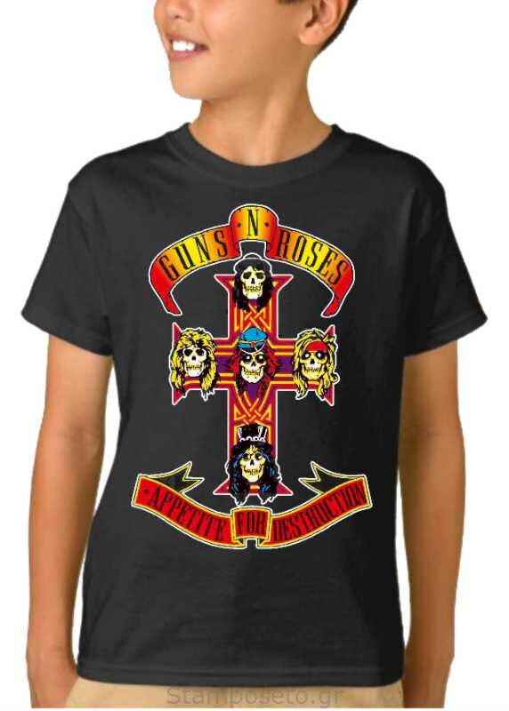 Παιδικό μπλουζάκι με μεταξοτυπία Guns N' Roses Appetite For Destruction