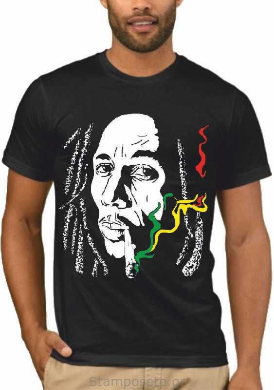 Μπλούζα με στάμπα Bob Marley Rasta Cannabis Smoke