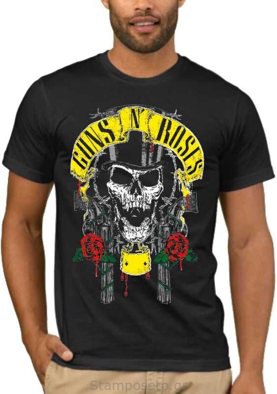 Μπλούζα με μεταξοτυπία Guns N' Roses Slash Skull Head