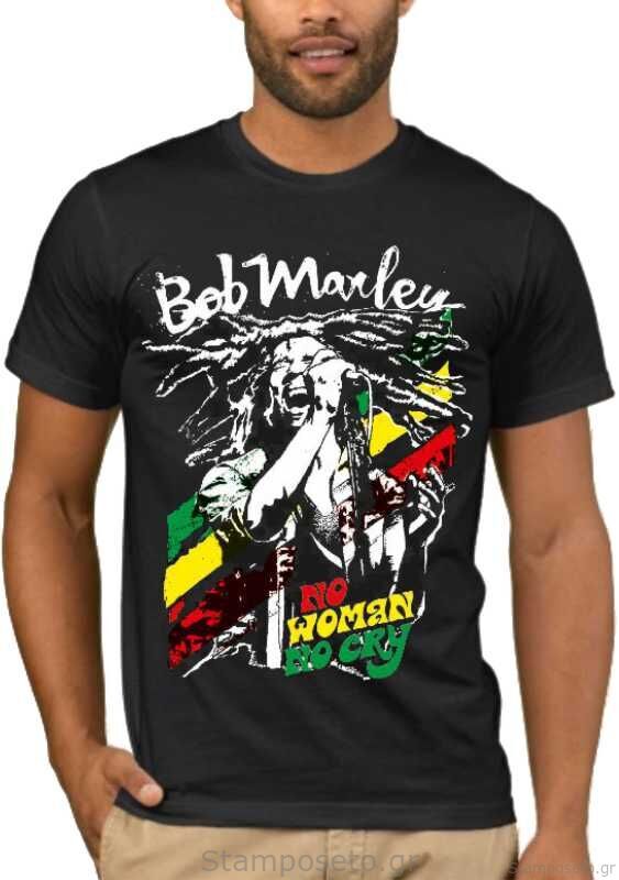 Μπλούζα με μεταξοτυπία Bob Marley No Woman No Cry