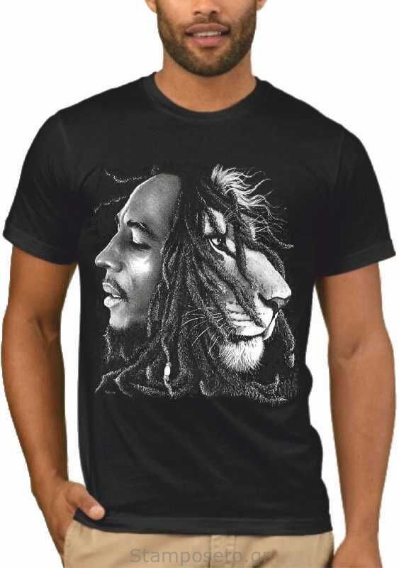 Μπλούζα με μεταξοτυπία Bob Marley Lion Rasta