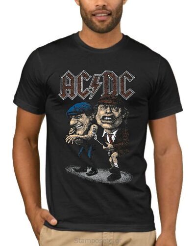 Μπλούζα με στάμπα AC/DC Cartoon Angus Young Brian Johnson