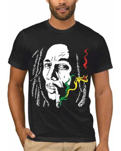 Μπλούζα με στάμπα Bob Marley Rasta Cannabis Smoke