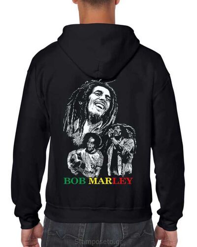 Μπλούζα με μεταξοτυπία σε μαύρο φούτερ Bob Marley Reggae Creator